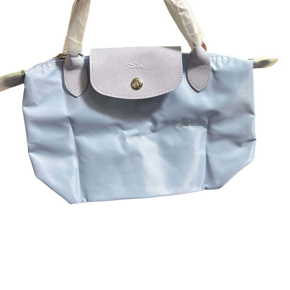 Longchamp Le Pliage Horse Top Handle Bag Small Sky Blue Taro purple